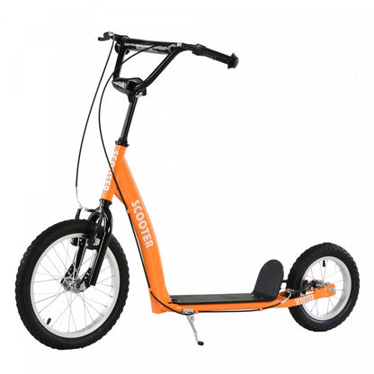 Trottinette Aosom pour enfants à partir de 5 ans, trottinette pour jeunes avec guidon réglable, freins doubles avant et arrière, roues gonflables, orange