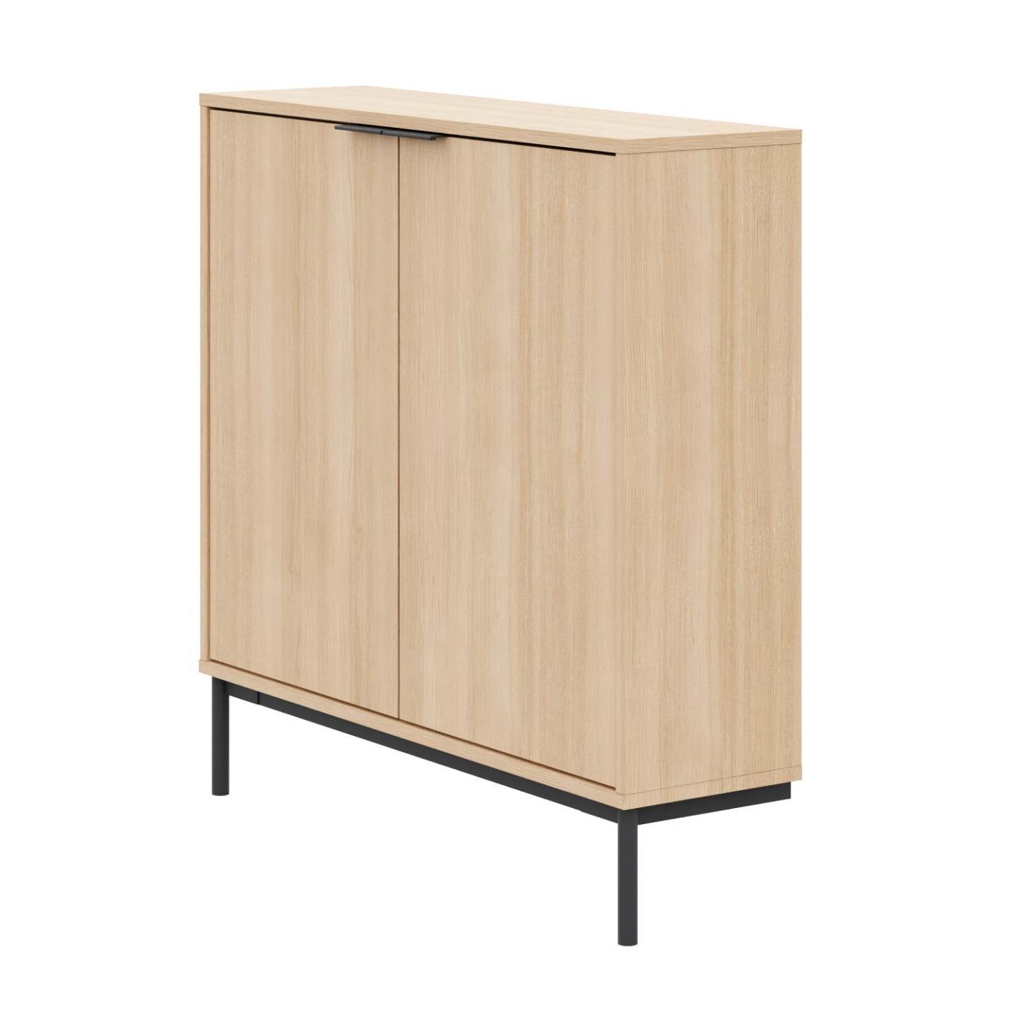 Armoire d'appoint console de rangement à 2 portes Nordika Slim - Chêne blond naturel | Armoire décorative de rangement mince Nordika à 2 portes - chêne blond naturel