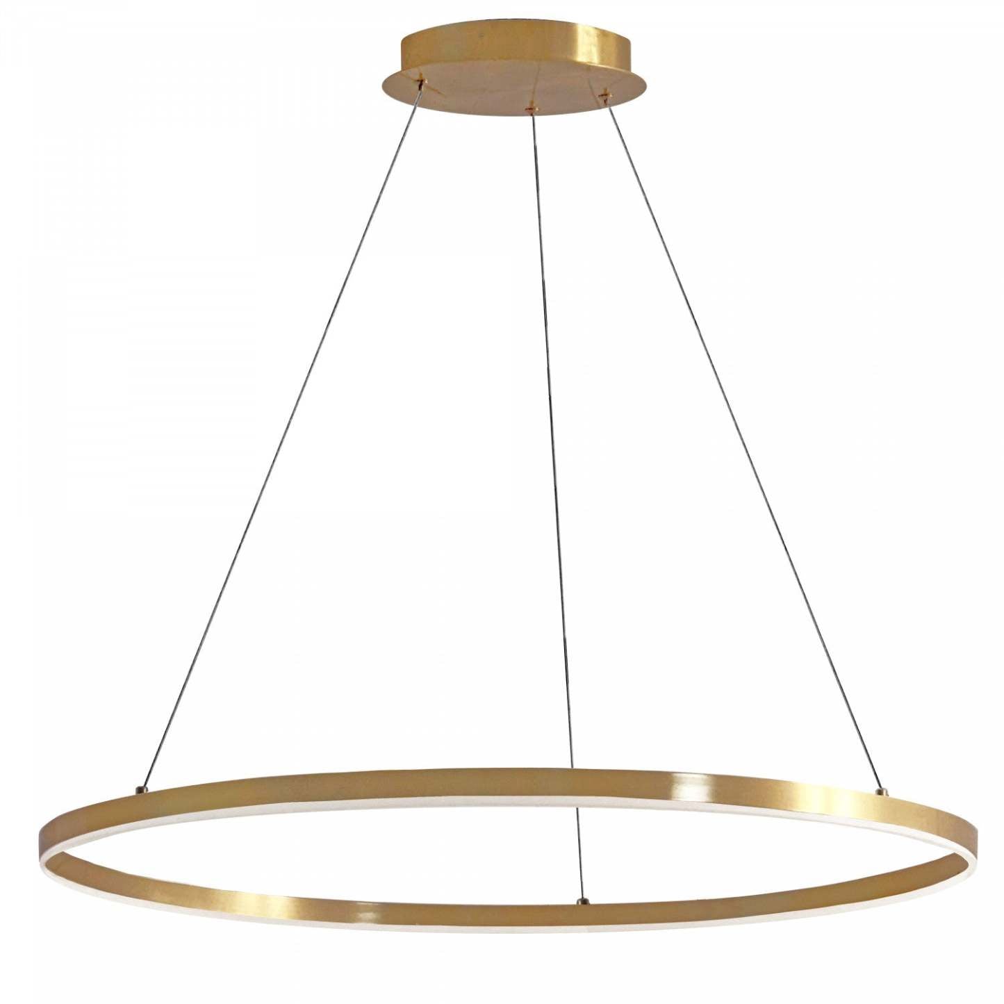 Lustre Circulo de Dainolite 63w finition laiton vieilli diffuseur en acrylique blanc|Lustre Circulo de Dainolite en acrylique blanc qui diffuse la lumière, avec fini laiton vieilli et ampoule de 63 W