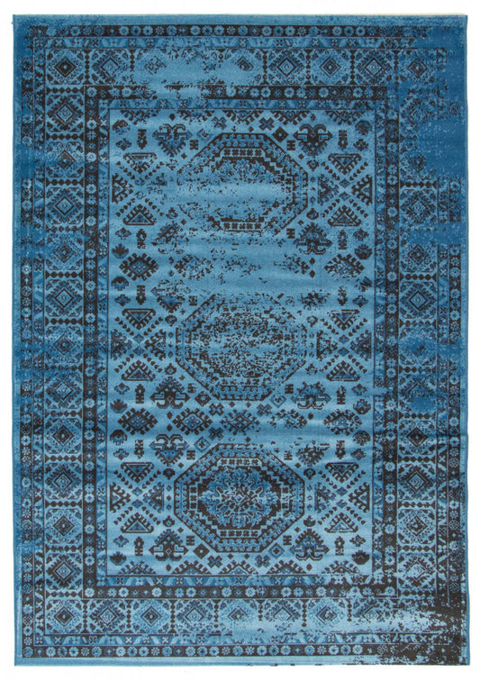 Tapis Jedda Bleu 5'3 x 7'7|Carpette Jedda bleue 5 pi 3 po x 7 pi 7 po|D86FX8AE