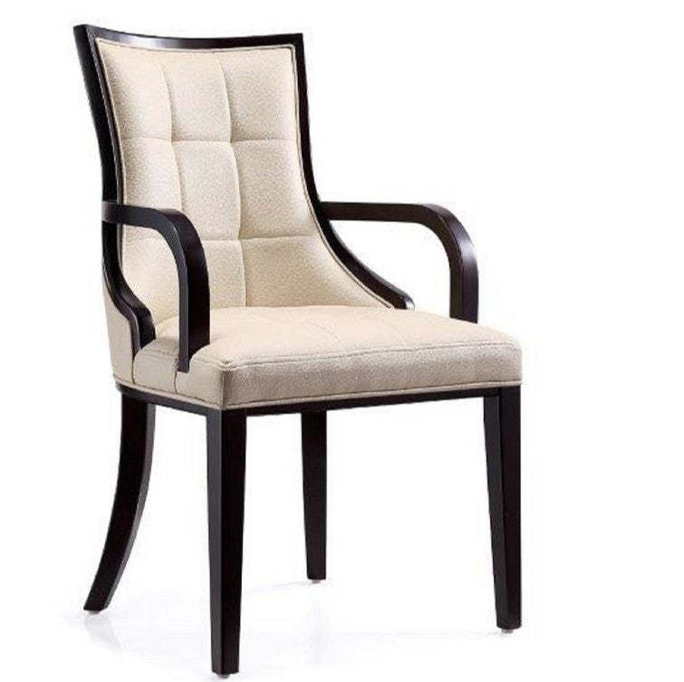 Manhattan Comfort Set of 2 Fifth Avenue Faux Leather Dining Chairs - Saddle &amp; Walnut|Ensemble 2 chaises de salle à manger Fifth Avenue de Manhattan Comfort en similicuir - brun clair et noyer