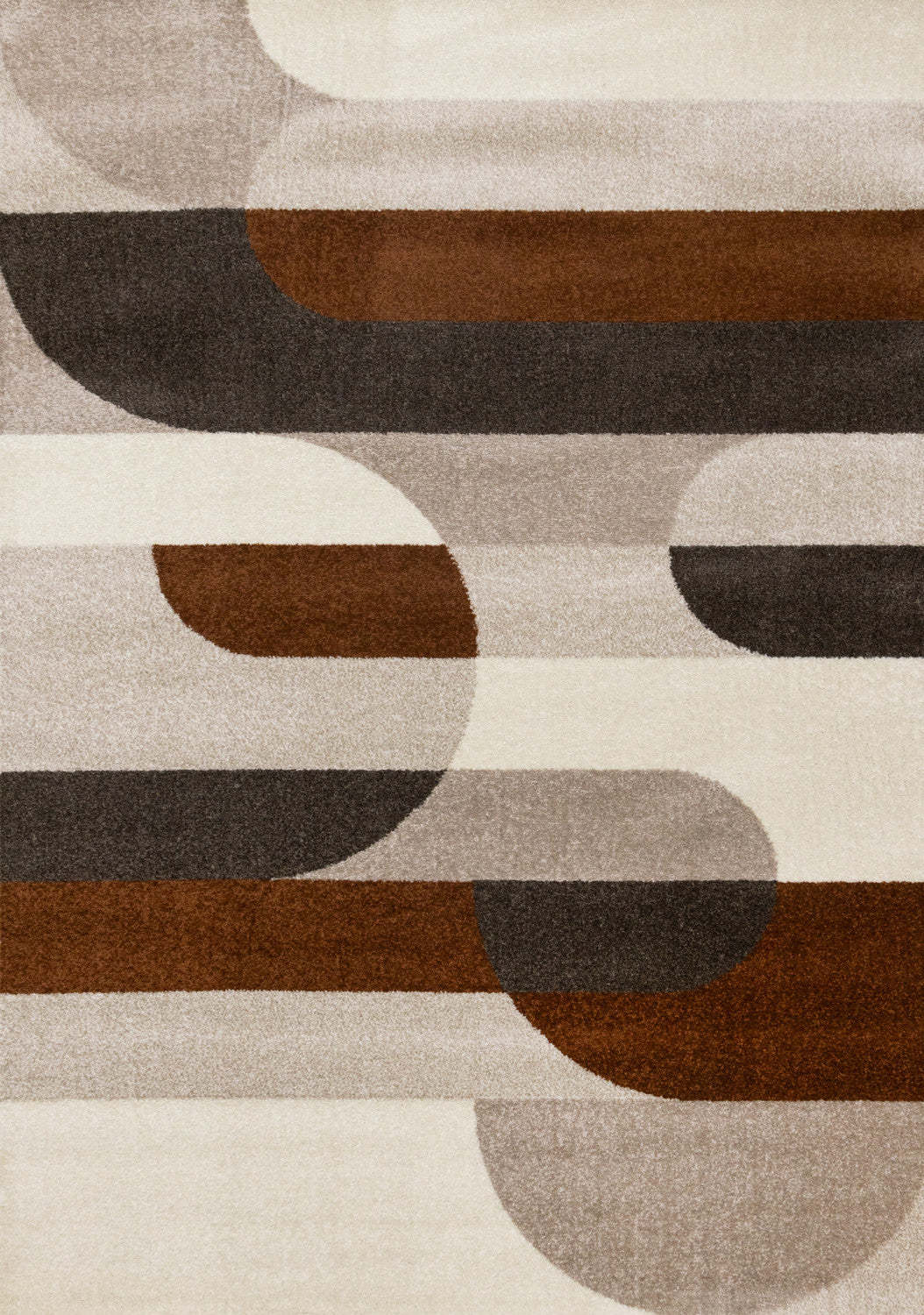 Marley Geometric Curves Taupe Oxblood Area Rug - 7'10 x 10'6|Carpette Marley taupe et rouge sang-de-bœuf à motif de courbes géométriques - 7 pi 10 po x 10 pi 6 po