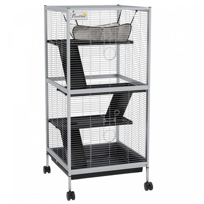 Pawhut Cage Roulante A 4 Niveaux Pour Petits Animaux, Cage Pour Cochon D'inde, Furet, Chinchilla, Kit|Pawhut 4-tier Rolling Small Animal Cage, Deluxe Guinea Pig Cage, Furet Cage For Mink Chinchilla Kit