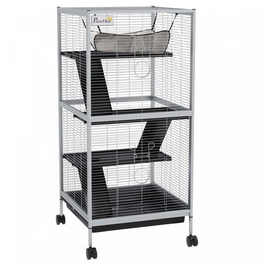 Pawhut Cage Roulante A 4 Niveaux Pour Petits Animaux, Cage Pour Cochon D'inde, Furet, Chinchilla, Kit|Pawhut 4-tier Rolling Small Animal Cage, Deluxe Guinea Pig Cage, Furet Cage For Mink Chinchilla Kit