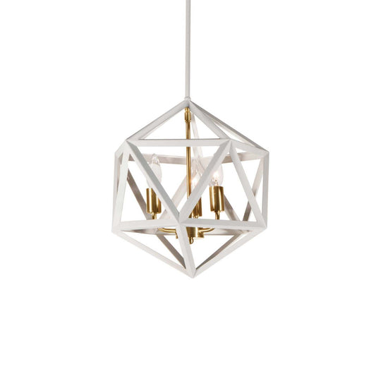 Dainolite Archello 3 Light Chandelier Matte White Vintage Bronze Accents Lamp|Lustre Archello de Dainolite à fini blanc mat avec touches bronze rétro et 3 ampoules