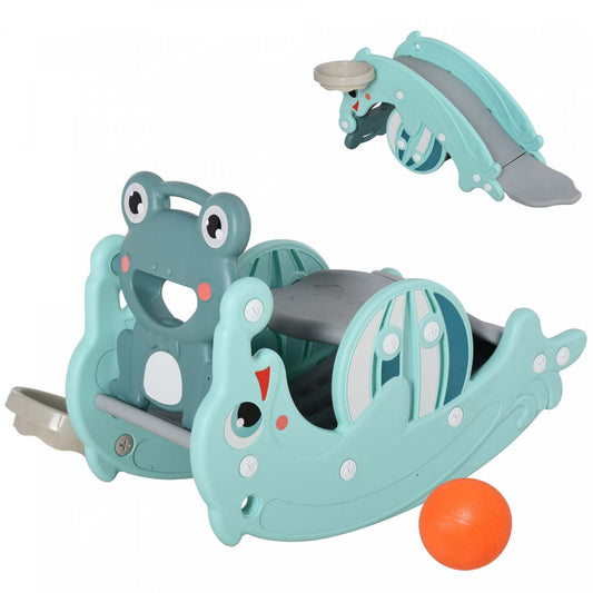 Qaba 3-en-1 Toboggan Pour Enfants Et Cheval À Bascule À Double Usage Équipement D'activité Pour Enfants Portable Toboggan Intérieur