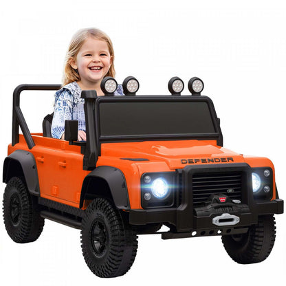 Voiture Qaba Land Rover licenciée pour enfants, camion à conduire électrique alimenté par une batterie de 12v 7ah avec télécommande, suspension à ressort, véhicule électrique à 3 vitesses pour les 3-5 ans, orange