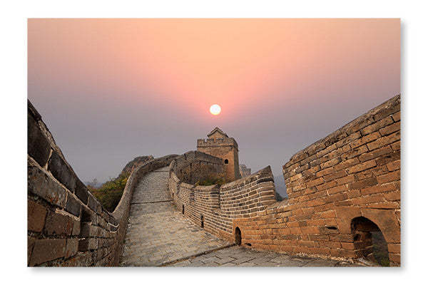 La Grande Muraille de Chine au lever du soleil : Cadre mural et panneau en tissu 16 x 24 po | La Grande Muraille de Chine au lever du soleil 16 po x 24 po : Cadre d'art mural et panneau en tissu | D44GJHMR