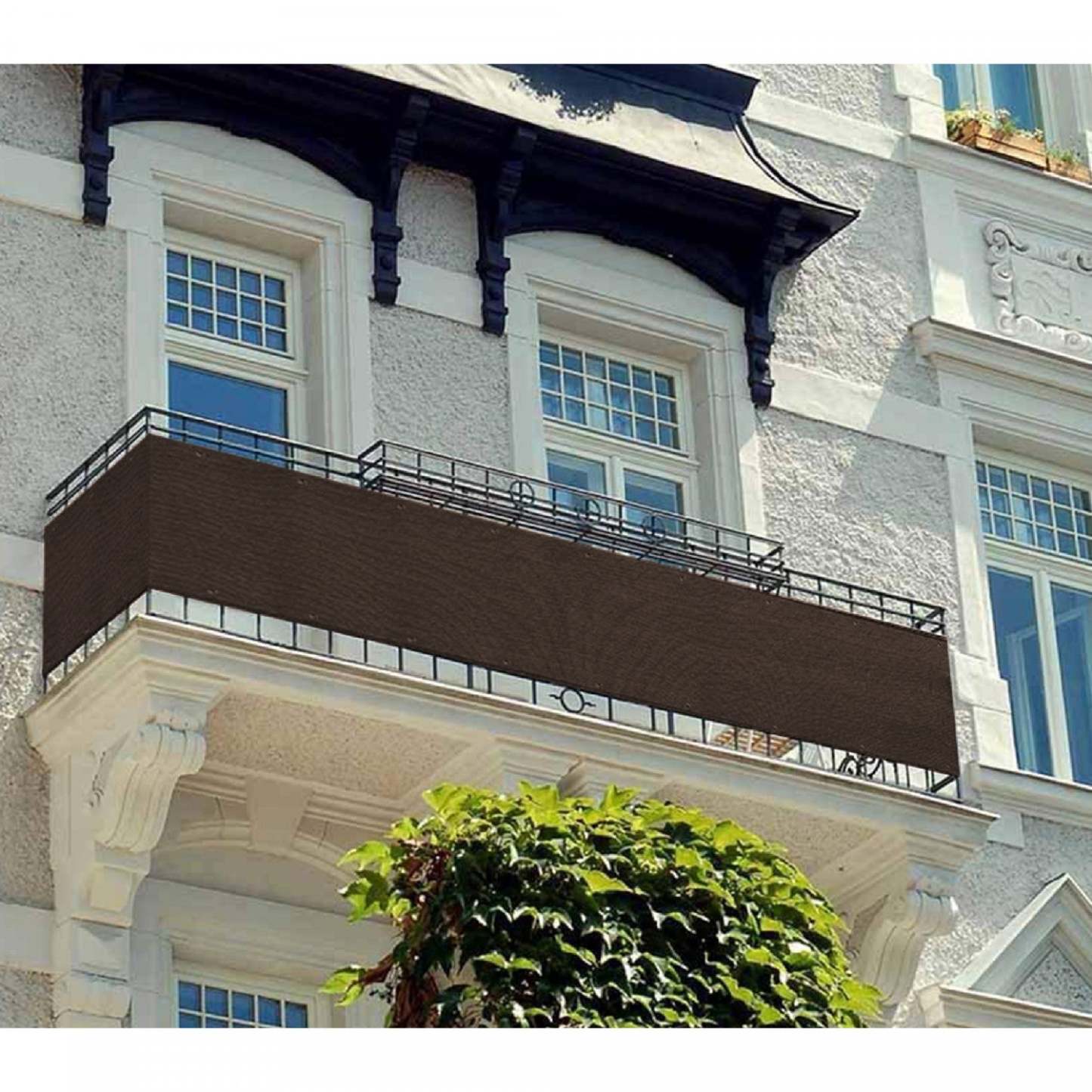 Privacy Balcony Cover Chocolate Drapes and Blinds|Toile d’intimité pour balcon chocolat