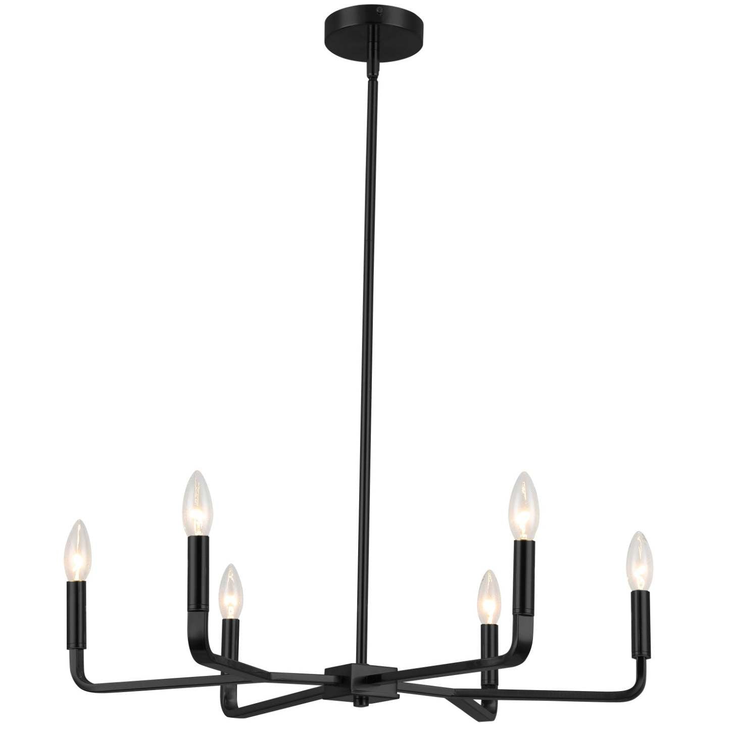 Dainolite Colette 6 Light Chandelier Matte Black Lamp|Lustre Colette de Dainolite avec fini noir mat et 6 ampoules