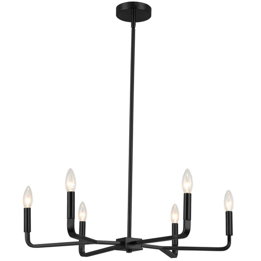 Dainolite Colette 6 Light Chandelier Matte Black Lamp|Lustre Colette de Dainolite avec fini noir mat et 6 ampoules
