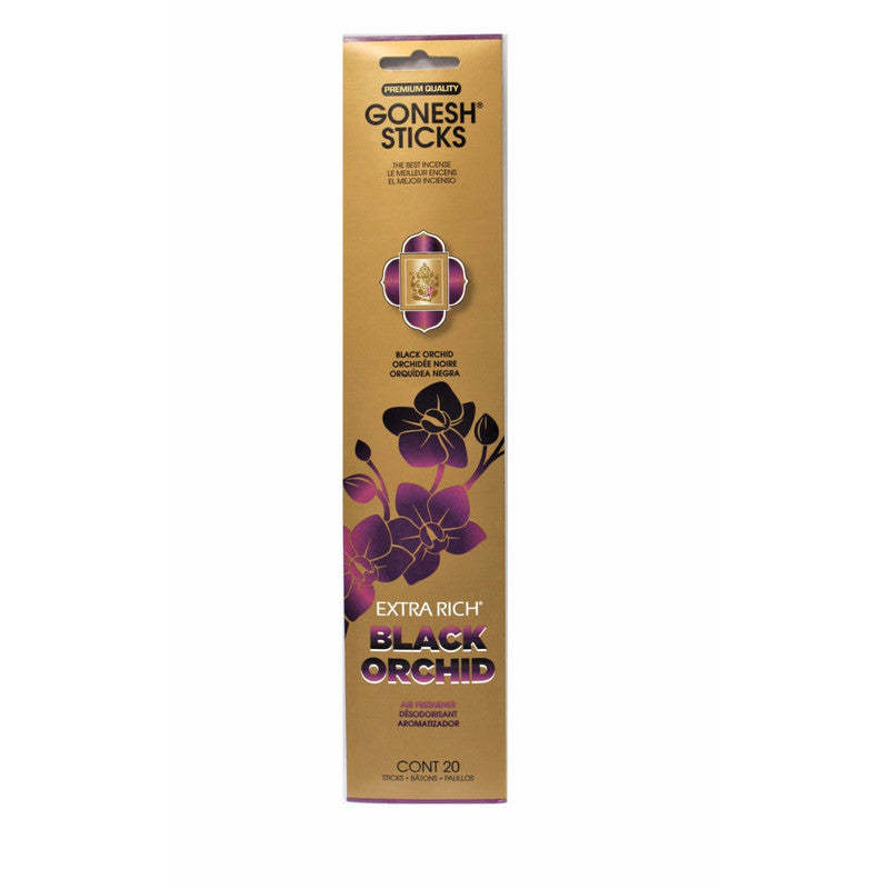 Gonesh Stick Black Orchid Set de 8 Encens Sticks|Ensemble de 8 paquets de bâtons d'encens à l'orchidée noire de Gonesh
