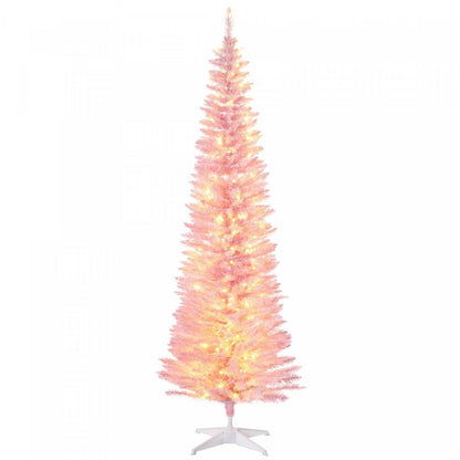 Homcom 6' Prelit Artificial Christmas Tree With Warm White Led Lights|Homcom Arbre de Noël artificiel pré-éclairé 6 pi avec lumières LED blanc chaud