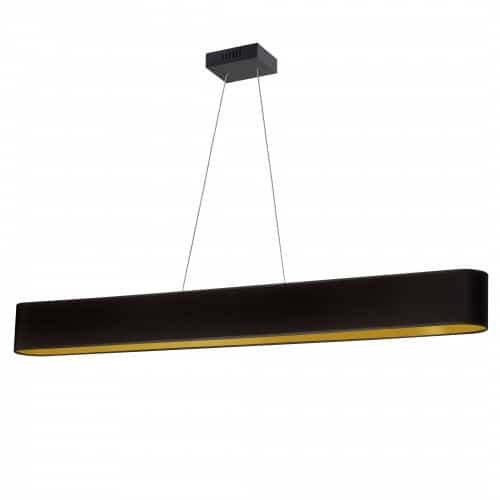 Dainolite Aubrey Horizontal Pendant 30w Oval Matte Black Black/Gold Shade Lamp|Luminaire suspendu horizontal Aubrey de Dainolite ovale avec abat-jour noir et doré, fini noir mat et ampoule de 30 W