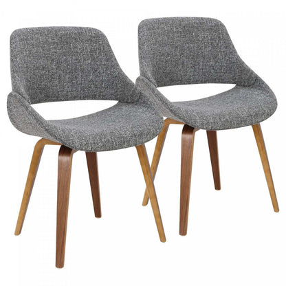 LumiSource Fabrico Grey Fabric Mid-Century Modern Dining Accent Chair - Set of 2|Chaise d’appoint de salle à manger moderne du milieu du 20e siècle Fabrico en tissu gris - ensemble de 2
