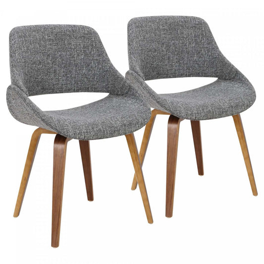 LumiSource Fabrico Grey Fabric Mid-Century Modern Dining Accent Chair - Set of 2|Chaise d’appoint de salle à manger moderne du milieu du 20e siècle Fabrico en tissu gris - ensemble de 2