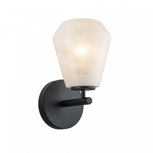 Applique murale à 1 lumière Brooke, noire avec lampe en verrerie blanche vaporeuse | Applique Murale A 1 lampe Brooke, Noir Avec Verre Blanc Vaporeux