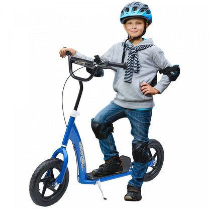 Homcom Trottinette pour Enfants Vélo de Rue pour Adolescents Jouet à Pousser avec Pneu de 12'' pour 5-12 Ans Bleu|Homcom Trottinette De Cascade réglable Pour Enfants Avec Pneu De 12 (bleu)