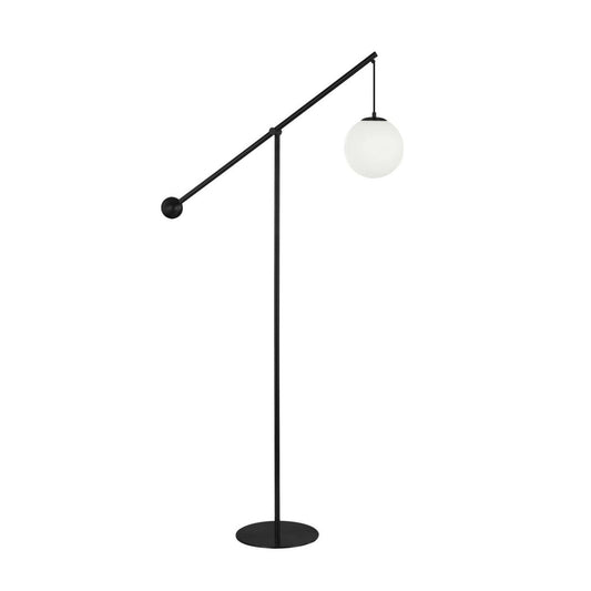 Lampe à pied Holly de Dainolite de 66 po de hauteur en verre blanc opale, avec fini noir mat et 1 ampoule