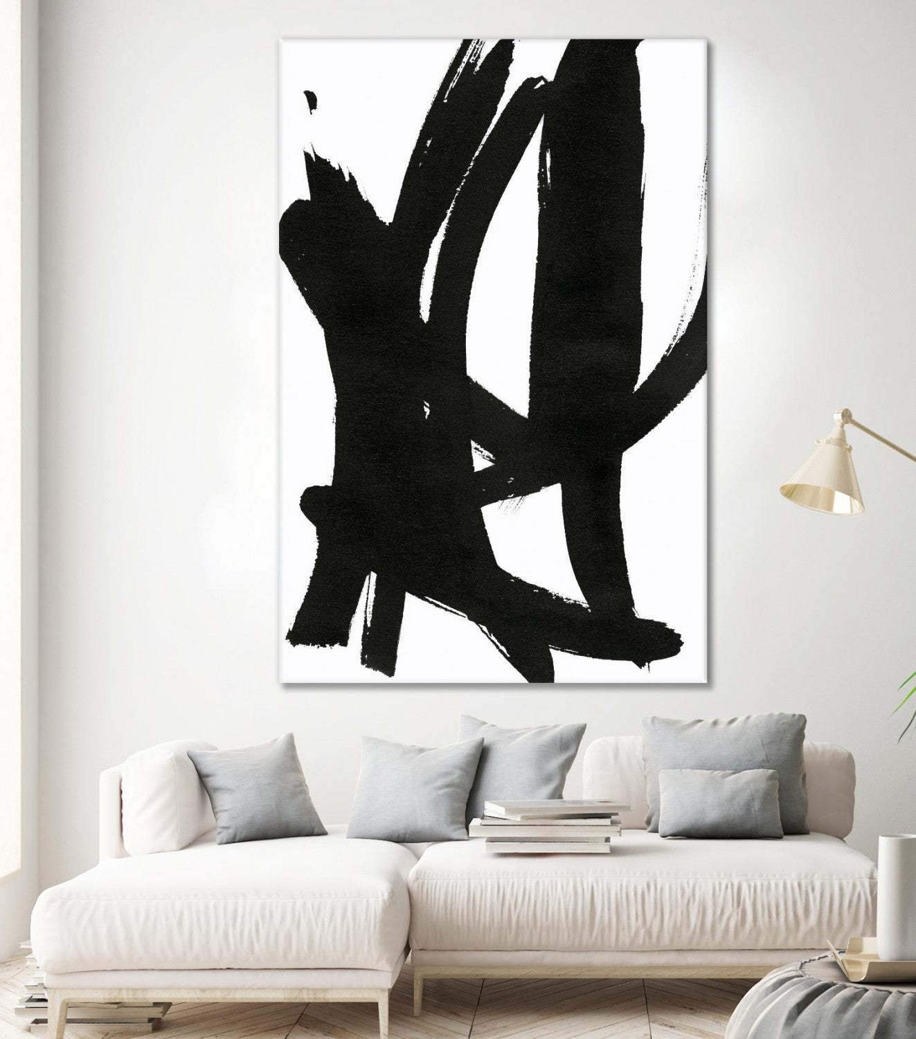 Œuvre d'art murale géante « Composition en noir et blanc 7 » 72 x 48
