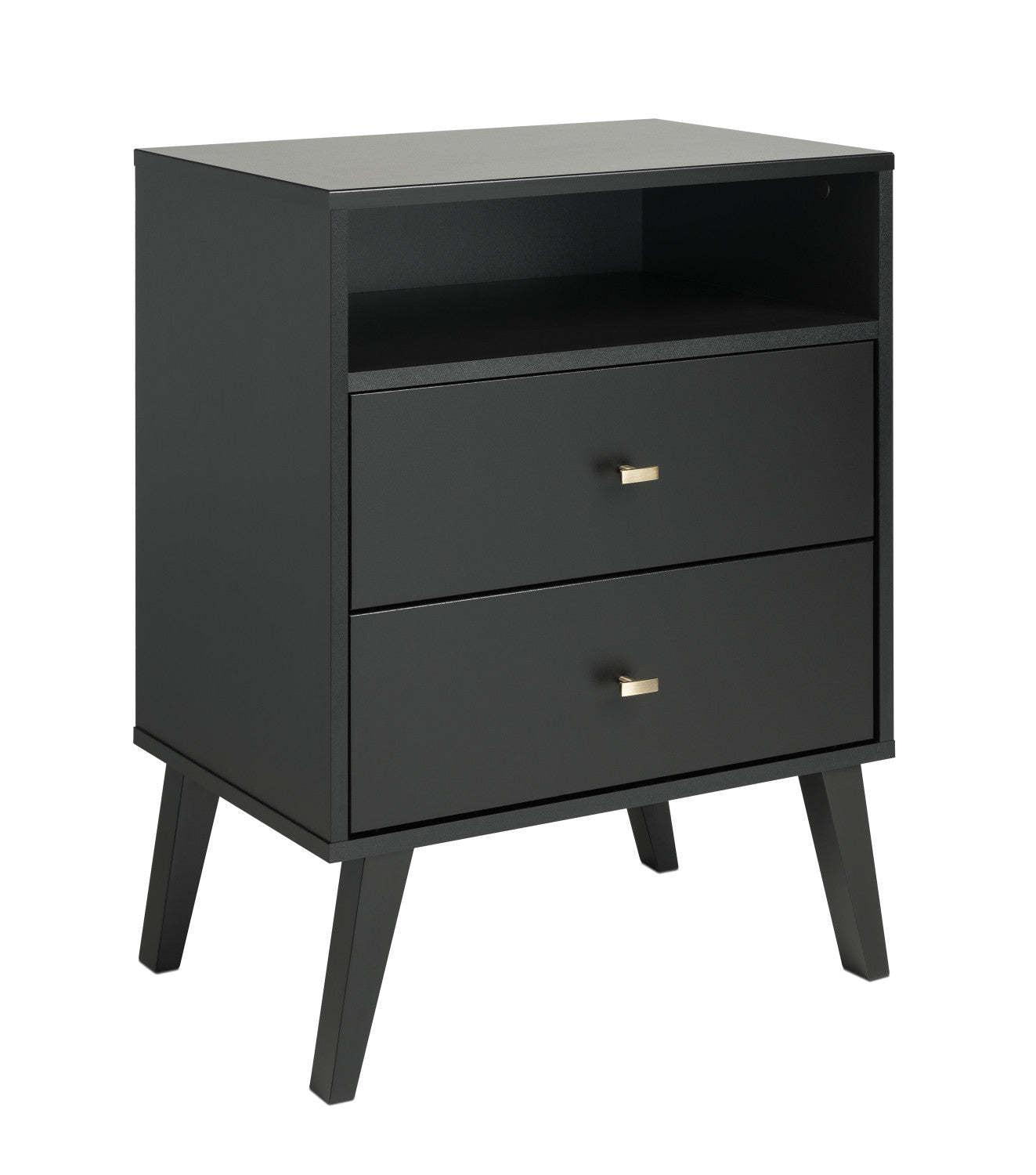 Milo 2-Drawer Tall Nightstand - Black|Table de nuit haute Milo à 2 tiroirs - noire