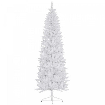 Homcom Arbre de Noël artificiel en forme de crayon de 7 pieds de haut avec base en acier, blanc|Homcom Arbre de Noël artificiel de 7 pi de haut avec base en acier, blanc