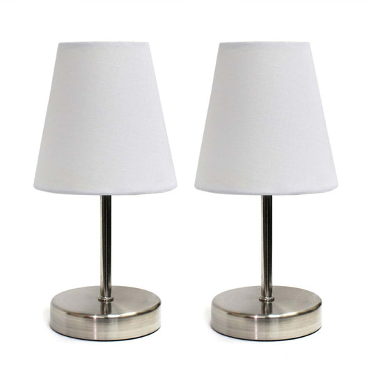Ensemble de 2 mini lampes de table Simple Designs Sand Nickel Mini Basic - Blanc