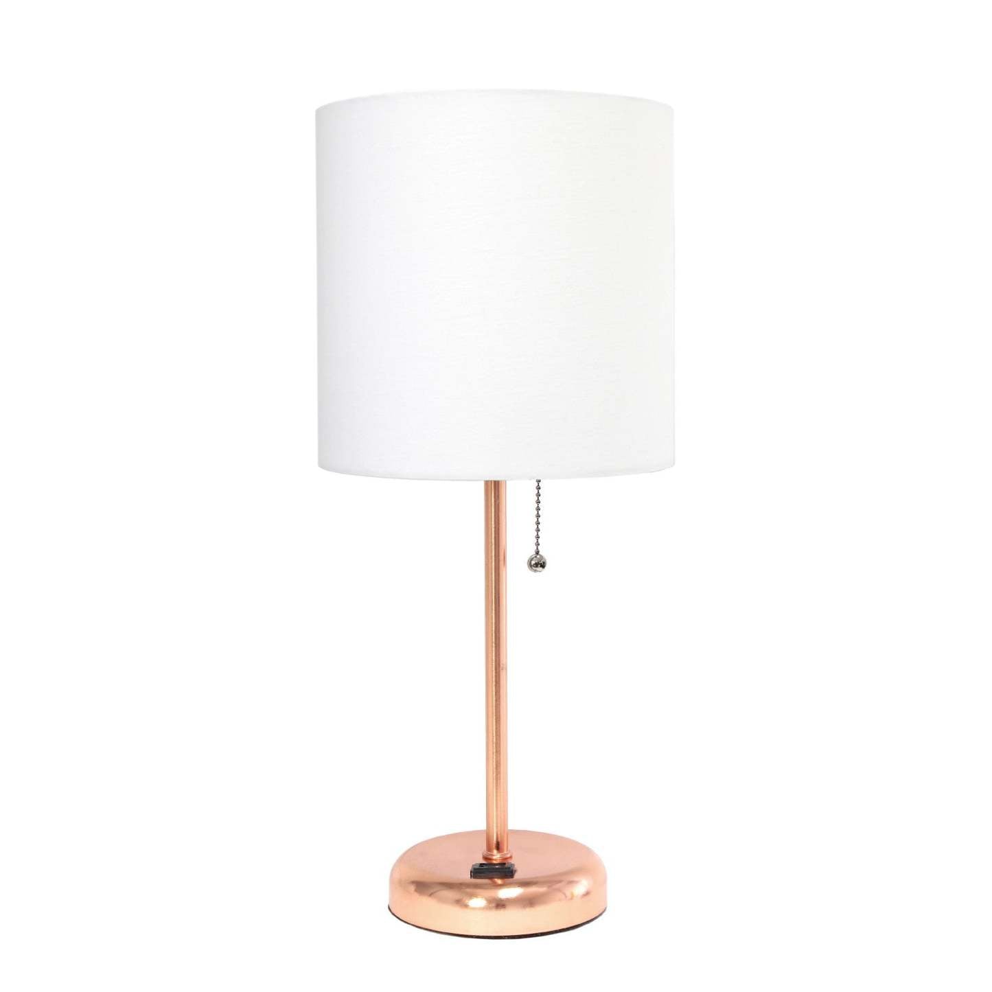 Lampe de table Limelights blanche avec pied mince or rose et prise de recharge | D21WTTEZ