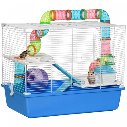 Pawhut Hamster Cage, Maison pour petits animaux, Cage à cobaye à 3 niveaux Gerbil Haven, Système de tubes de tunnel, W|Pawhut Grande Cage Pour Hamster A 3 Niveaux Avec Tubes Et Tunnels, Poignees De Transport Portables,