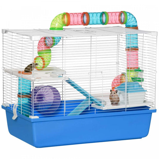Pawhut Hamster Cage, Maison pour petits animaux, Cage à cobaye à 3 niveaux Gerbil Haven, Système de tubes de tunnel, W|Pawhut Grande Cage Pour Hamster A 3 Niveaux Avec Tubes Et Tunnels, Poignees De Transport Portables,