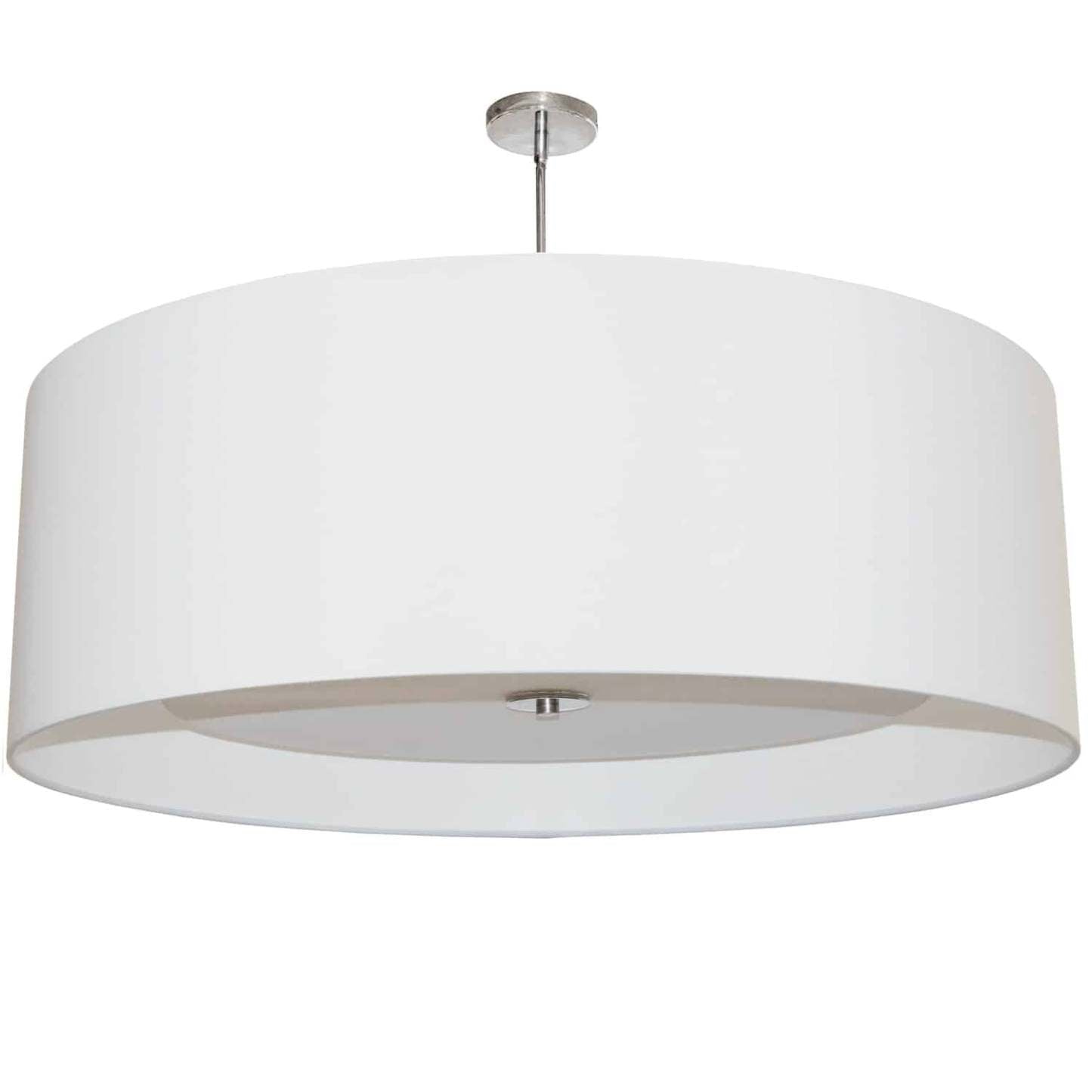 Dainolite Helena 4 Light Pendant 30 Dia Polished Chrome Finish White Shade White Diffuser Lamp|Luminaire suspendu Helena de Dainolite de 30 po de diamètre avec abat-jour blanc qui diffuse la lumière, fini chromé poli et 4 ampoules