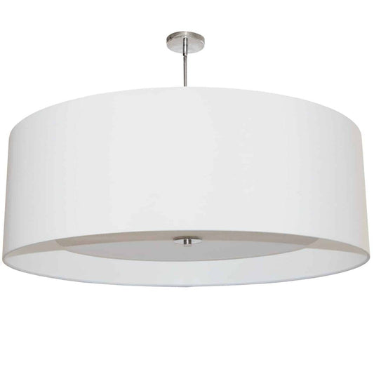 Dainolite Helena 4 Light Pendant 30 Dia Polished Chrome Finish White Shade White Diffuser Lamp|Luminaire suspendu Helena de Dainolite de 30 po de diamètre avec abat-jour blanc qui diffuse la lumière, fini chromé poli et 4 ampoules