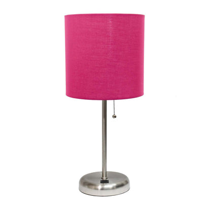 Lampe de table Limelights rose avec port de chargement USB et abat-jour en tissu | D213E3BT