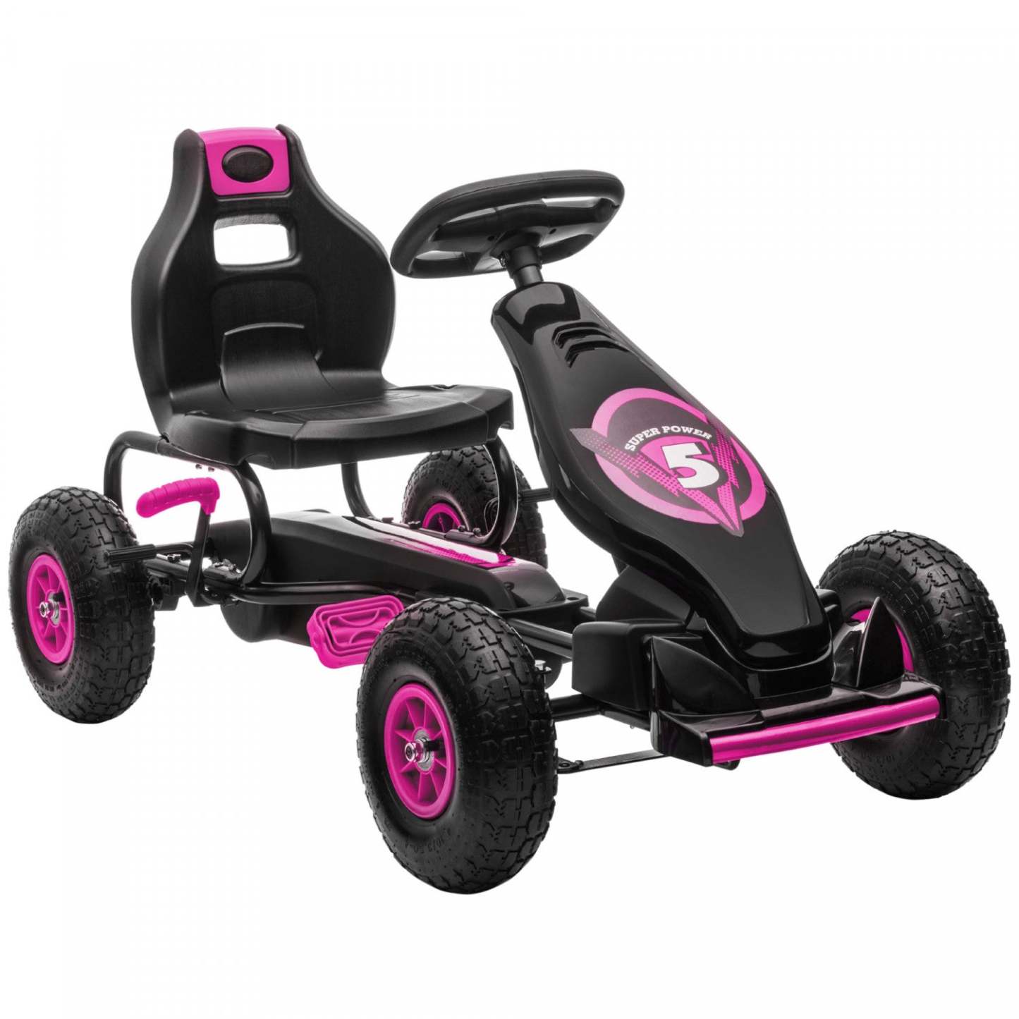 Aosom Kart à Pédales Pour Enfants, Jouets À Monter Avec Siège Ergonomique Réglable, Roues En Caoutchouc