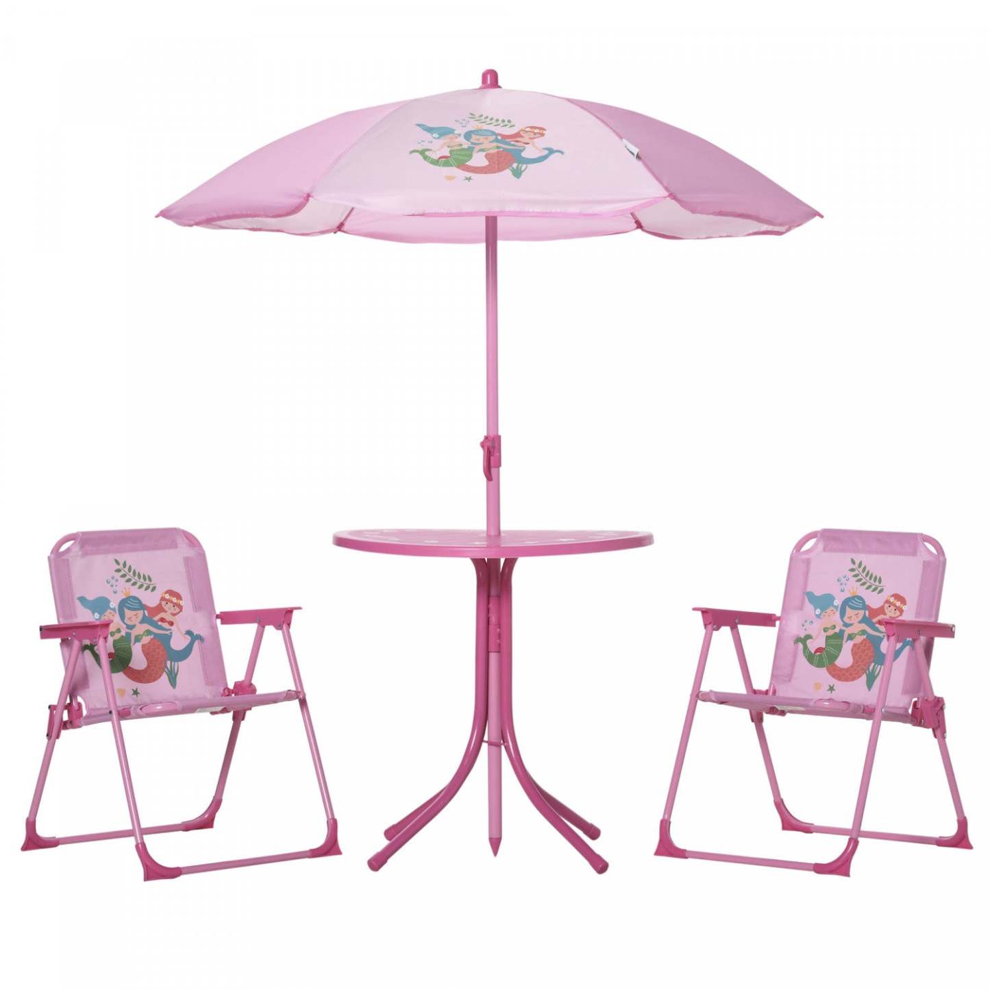 Outsunny Ensemble Table Et Chaises De Jardin Pour Enfants, Meubles De Jardin Pliants D'extérieur, Po