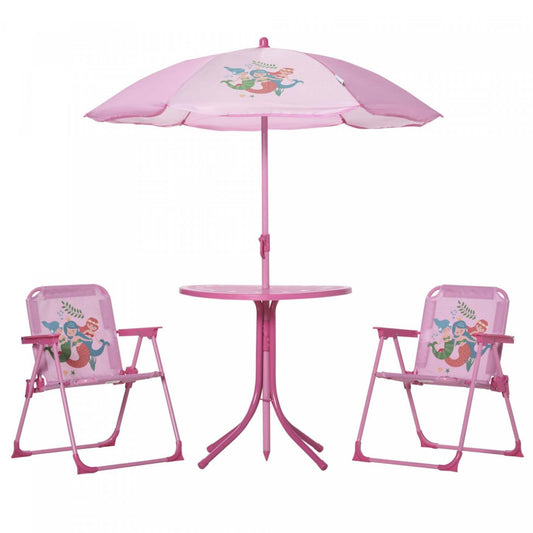 Outsunny Ensemble Table Et Chaises De Jardin Pour Enfants, Meubles De Jardin Pliants D'extérieur, Po