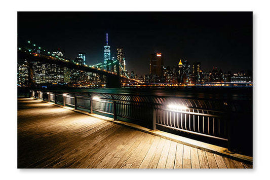 Cadre mural et panneau de tissu « Le pont de Brooklyn et la skyline de Manhattan » (28 x 42 po) | D44GEJVP