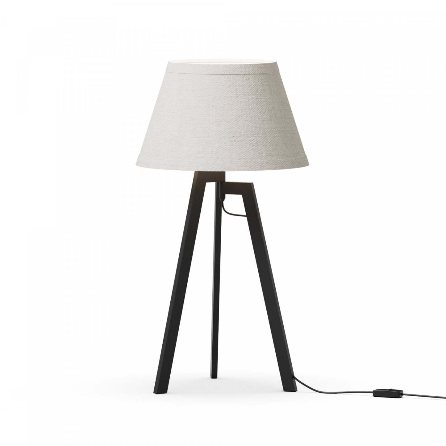 27 Lampe de table trépied architecturale noire avec abat-jour texturé | Lampe de table architecturale noire de 27 po à trépied avec abat-jour texturé