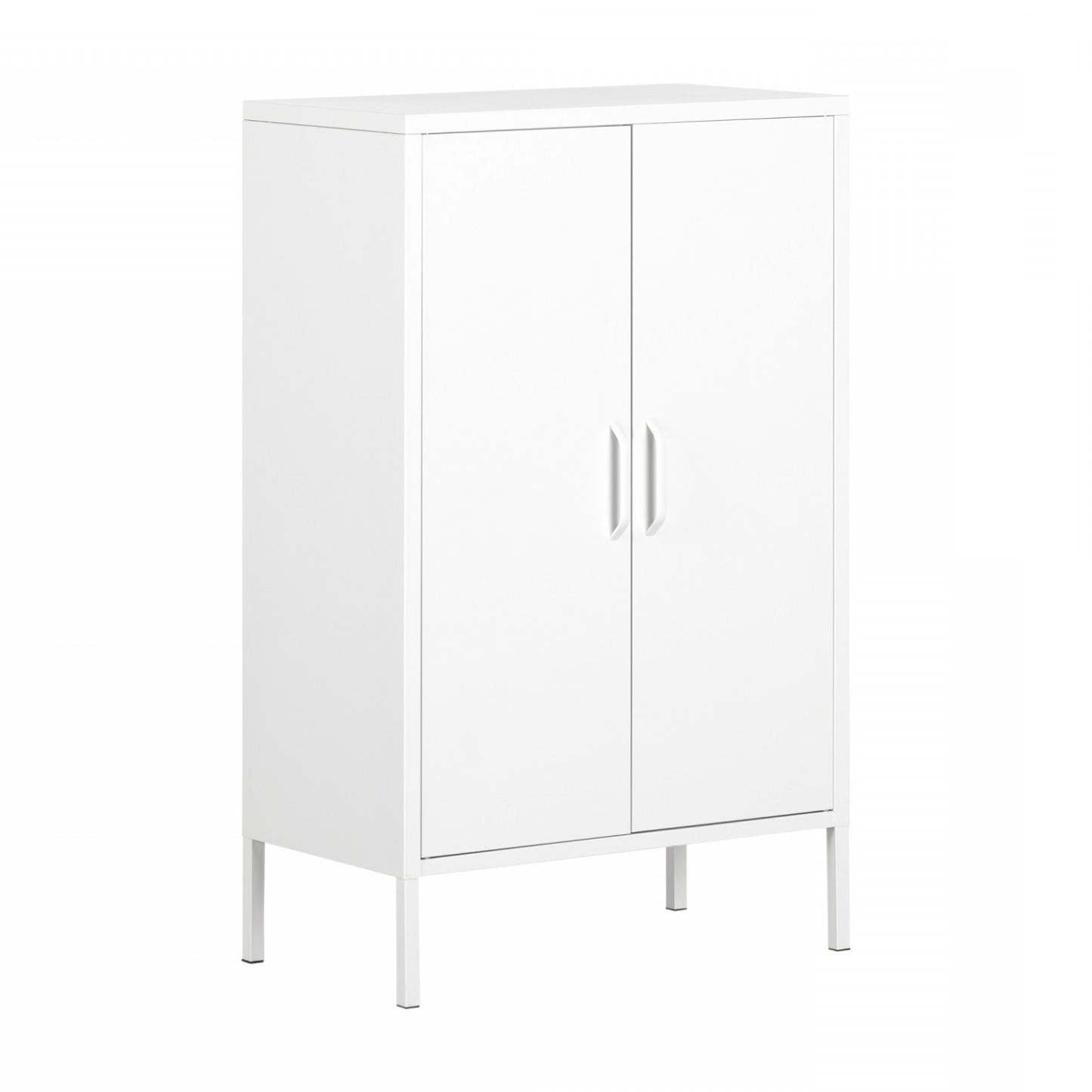 Armoire d'appoint en métal à 2 portes Crea - Blanc pur | Crea Meuble de rangement avec 2 portes en métal - Blanc solide | D83GXVXU