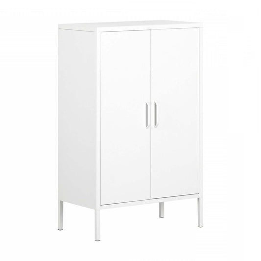 Armoire d'appoint en métal à 2 portes Crea - Blanc pur | Crea Meuble de rangement avec 2 portes en métal - Blanc solide | D83GXVXU