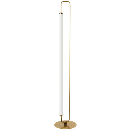 Dainolite Freya 1 Light LED Floor Lamp Aged Brass White Acrylic|Lampe à pied Freya de Dainolite en acrylique blanc, avec fini laiton vieilli et 1 ampoule à DEL