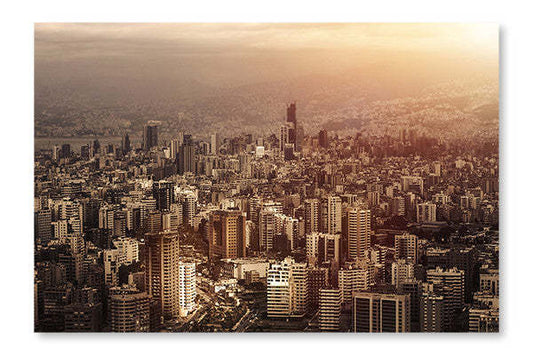 Cadre mural et panneau en tissu « Paysage urbain » 16 x 24 po | Cityscape 16 po x 24 po : Cadre d'art mural et panneau de tissu | D44GTA6Q