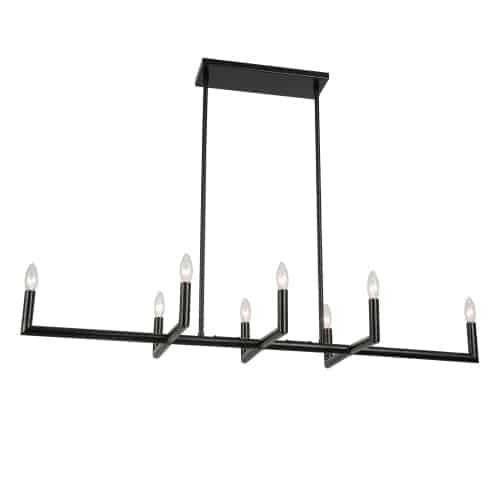Dainolite Nora 8 Light Horizontal Chandelier Matte Black Lamp|Lustre horizontal Nora de Dainolite avec fini noir mat et 8 ampoules