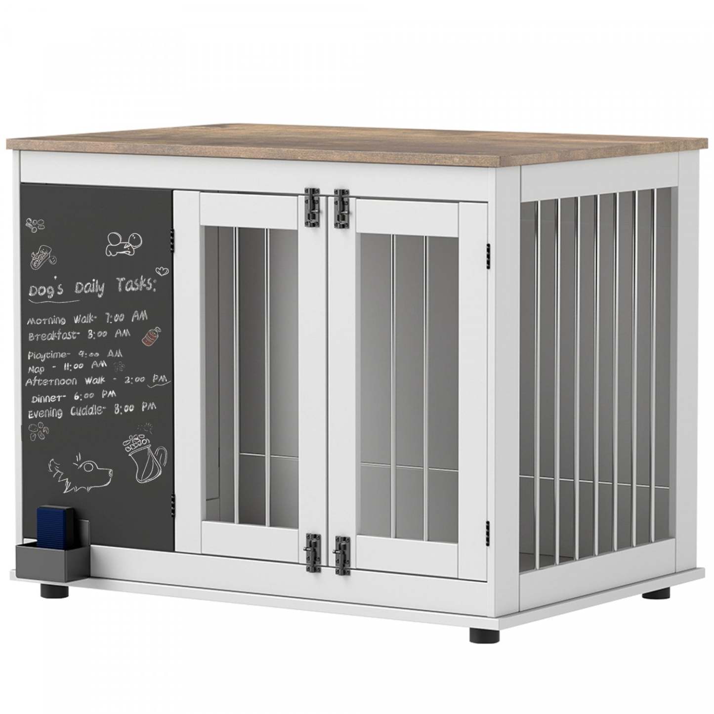 Pawhut 39in Dog Crate Furniture, Dog Cage End Table With Three Doors, Blackboard, Anti-slip Foot Pads|Pawhut Meuble De Cage Pour Chien De 39, Table D'appoint Pour Grands Chiens, Cage Pour Chien Avec Tr
