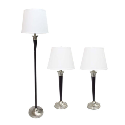 Elegant Designs Malbec Noir Et Nickel Brossé 3 Pack Ensemble de Lampes (2 Lampes de Table, 1 Lampadaire)|Ensemble 3 lampes Malbec (2 lampes de table, 1 lampe à pied) Elegant Designs noir et nickel brossé|D2161Z9O