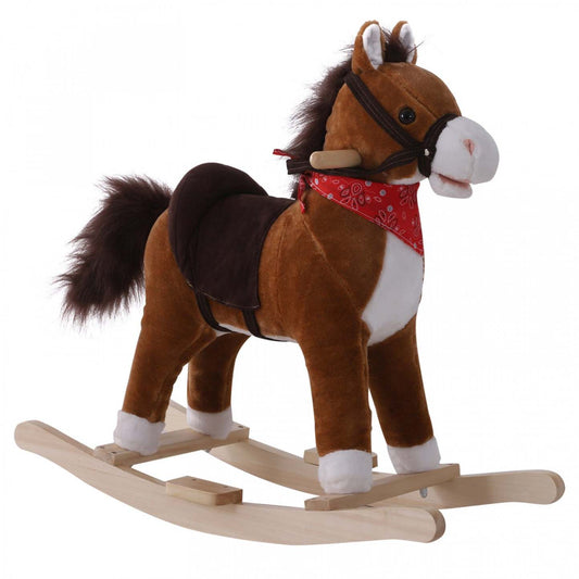 Qaba Enfants En Peluche Balade Sur Cheval A Bascule Enfant Animal Aventure Chaise A Bascule Jouet De