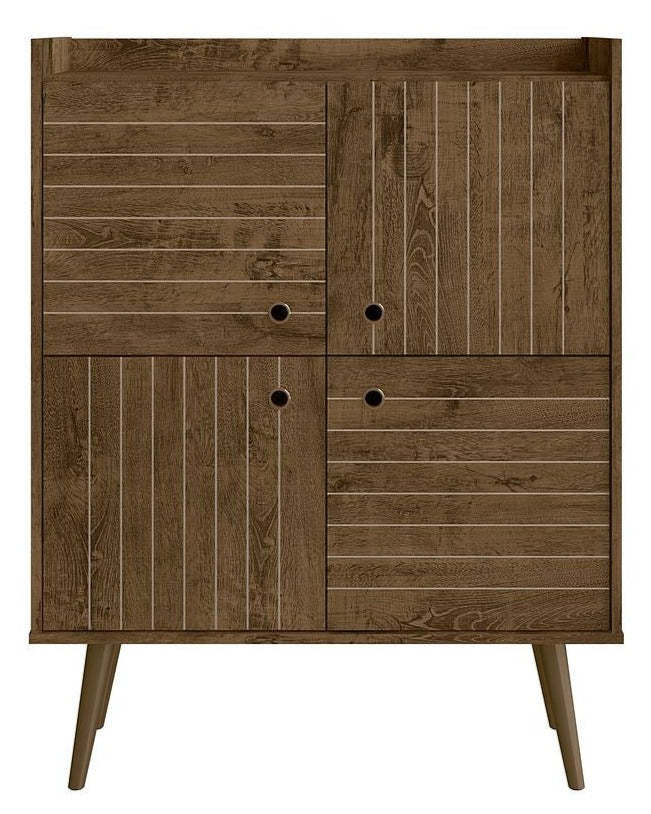 Manhattan Comfort Bogart Mid-Century Modern Accent Cabinet - Rustic Brown &amp; Natural|Armoire décorative Bogart de Manhattan Comfort de style moderne du milieu du 20e siècle - brun rustique et naturel