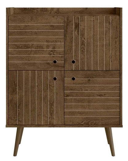 Manhattan Comfort Bogart Mid-Century Modern Accent Cabinet - Rustic Brown &amp; Natural|Armoire décorative Bogart de Manhattan Comfort de style moderne du milieu du 20e siècle - brun rustique et naturel