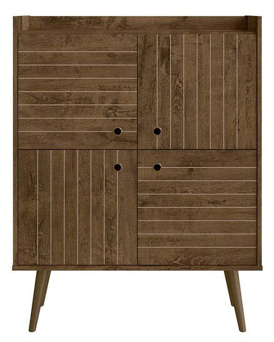 Manhattan Comfort Bogart Mid-Century Modern Accent Cabinet - Rustic Brown &amp; Natural|Armoire décorative Bogart de Manhattan Comfort de style moderne du milieu du 20e siècle - brun rustique et naturel