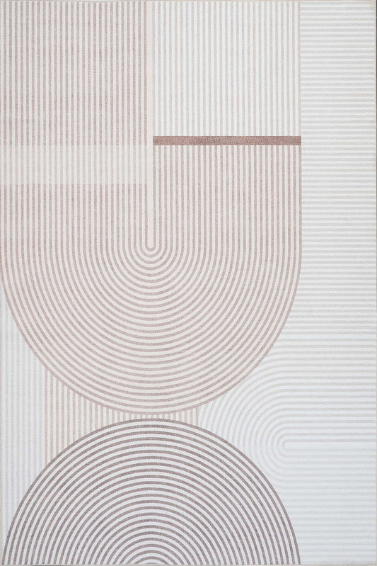 Aqua Circles Tapis Lavable Et Antidérapant À Poils Ras 5'x7' | Tapis lavable et antidérapant à poils courts Aqua Circles, 5'x7'